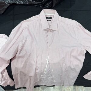 Hugo Boss Red and White Checkered Shirt